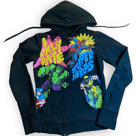 2for$35 Marvel Comics Superhero Hulk Wolverine Zip Front Hoodie Sweater Size S - Picture 1 of 10